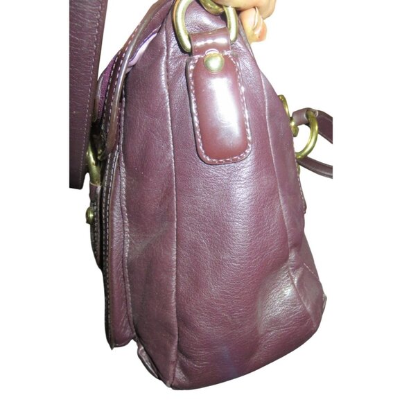 Coach 2011 Kristin Spectator Ostrich Embossed Mixed Leather Flap Purple Bag - Picture 3 of 15